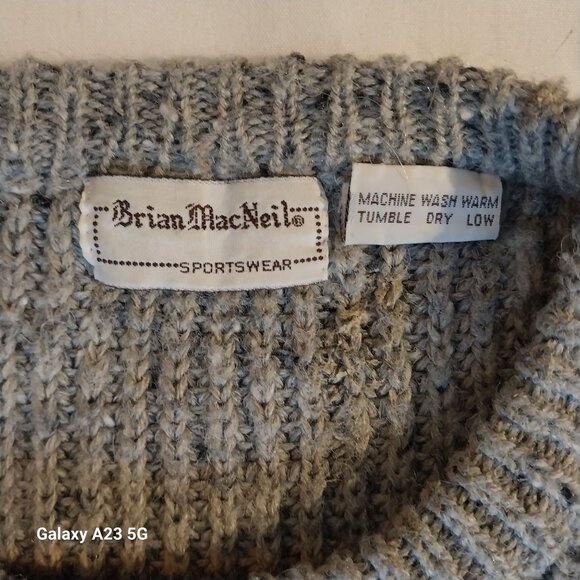 Vintage Brian MacNeil Sportswear Striped Gray Knit Sweater Grandpa Cozycore - Picture 2 of 3